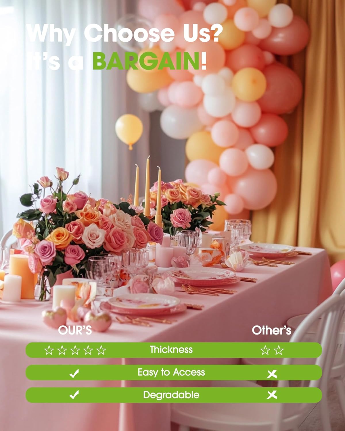 Pureegg Plastic Table Cloth Disposable 10 Pack, 54 x 108 Inch Table Cloths, Easter Party