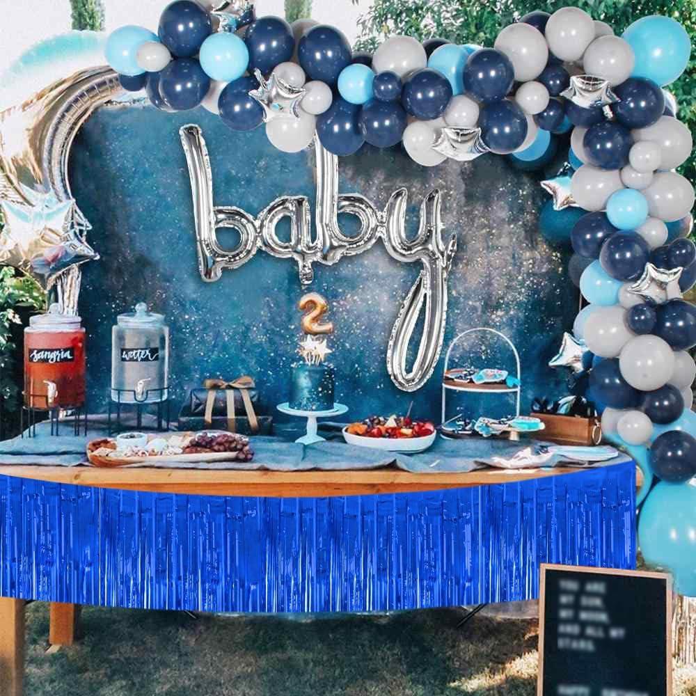 BEISHIDA 3 Packs Metallic Foil Fringe Garland Blue Wall Hanging Tinsel Fringe Banners for Valentine