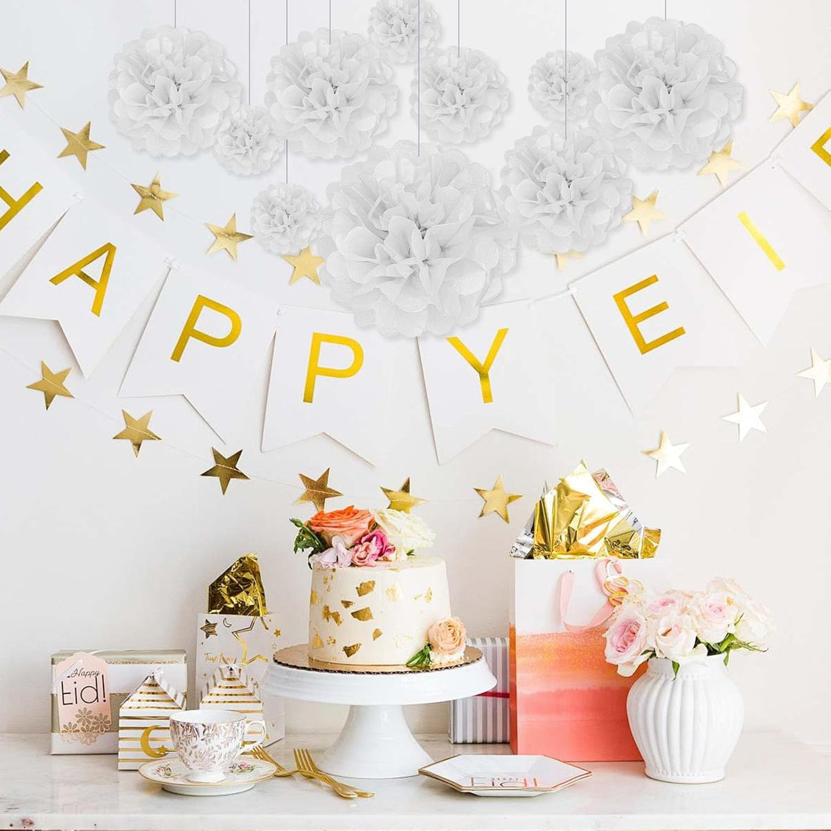 Tissue Paper Pom Poms, White Tissue Paper Flowers, Hanging Flower Balls for Weddings Fiesta Parties