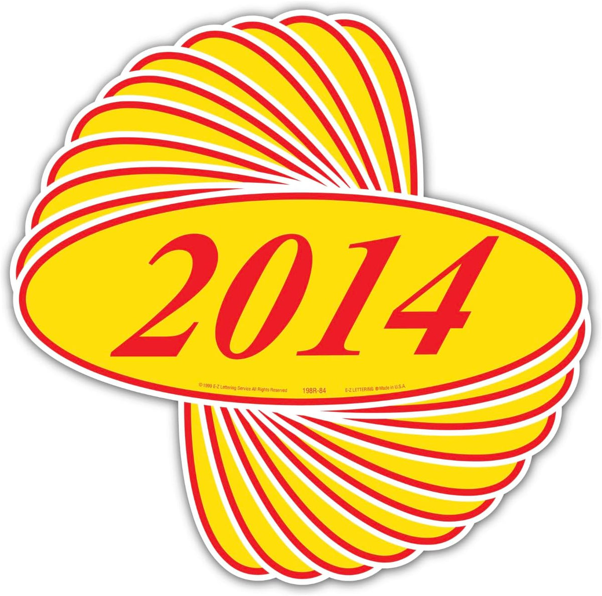 EZ-Line Oval Model Windshield Year Stickers for Car Windows Red and Yellow Large Vinyl Dealership