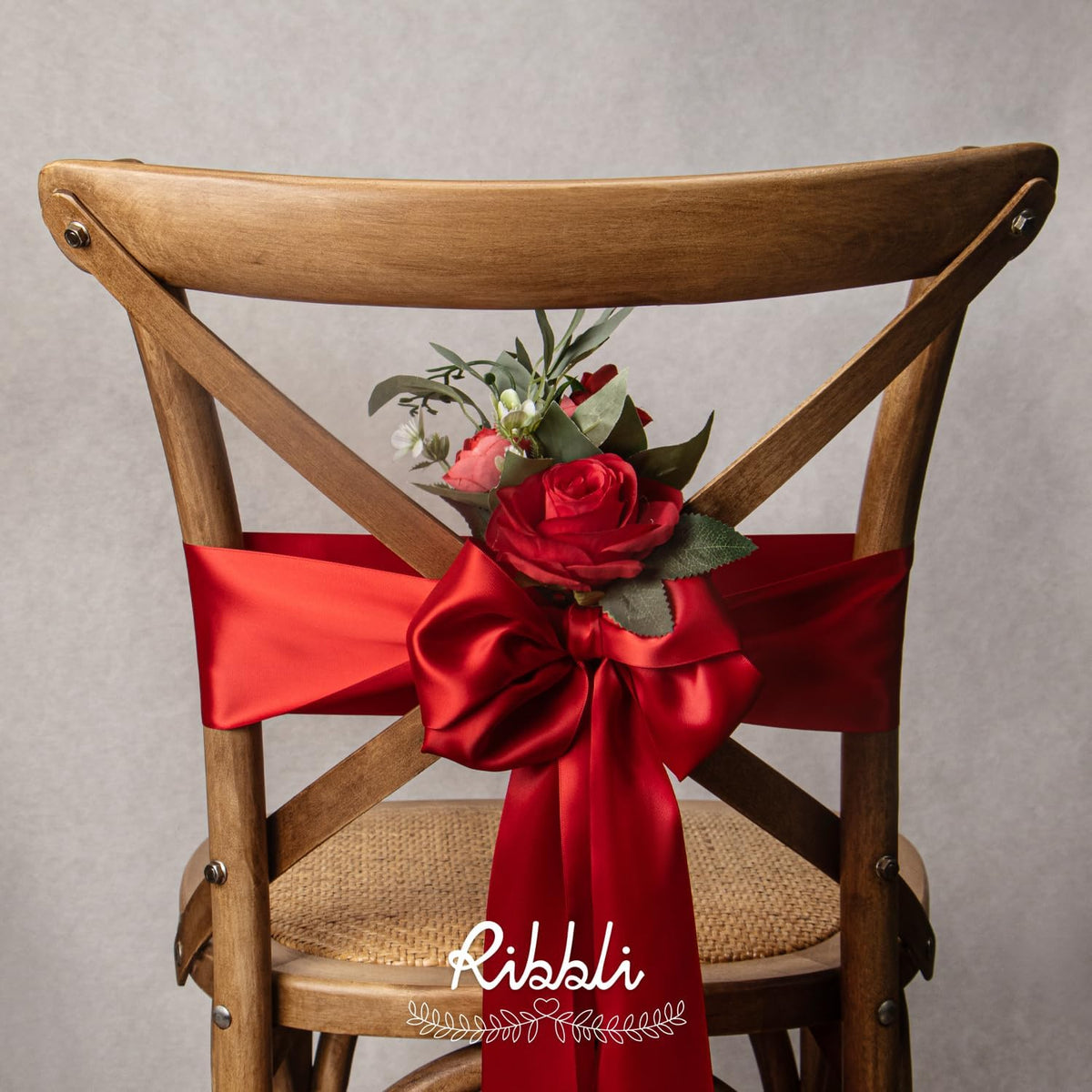 Ribbli Red Satin Ribbon 4 Inch Wide Red Ribbon for Wedding Chair Sash Grand Opening Ceremony Big
