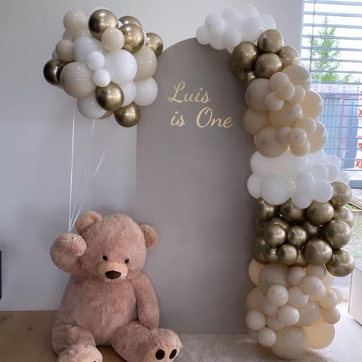 White Sand Balloons Set, 60 Packs 12 Inch Double Stuffed Beige Boho Balloons with Metallic Chrome