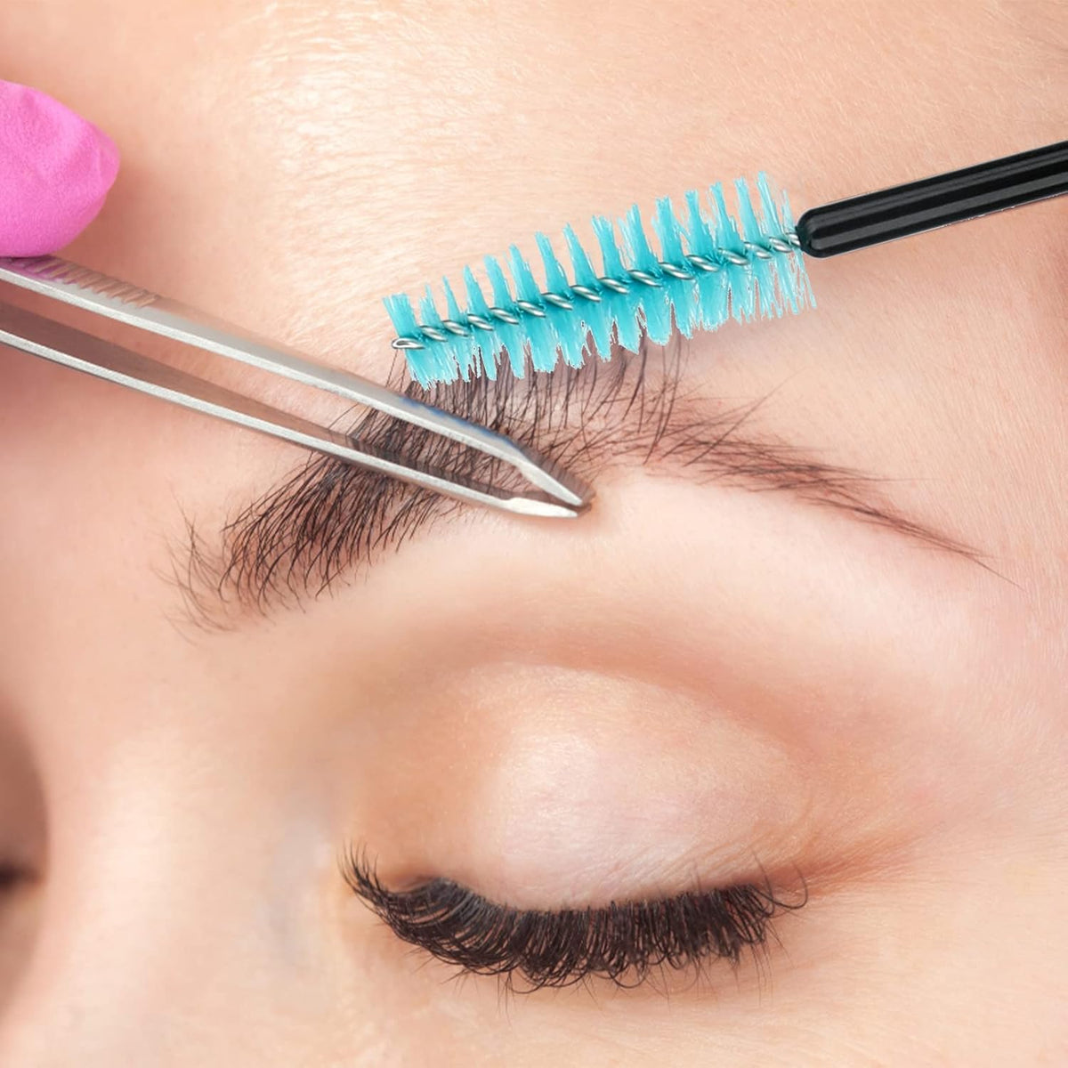 G2PLUS 100PCS Disposable Eyelash Brushes, Adjustable Mascara Wands Makeup Applicator, Lash Spoolies