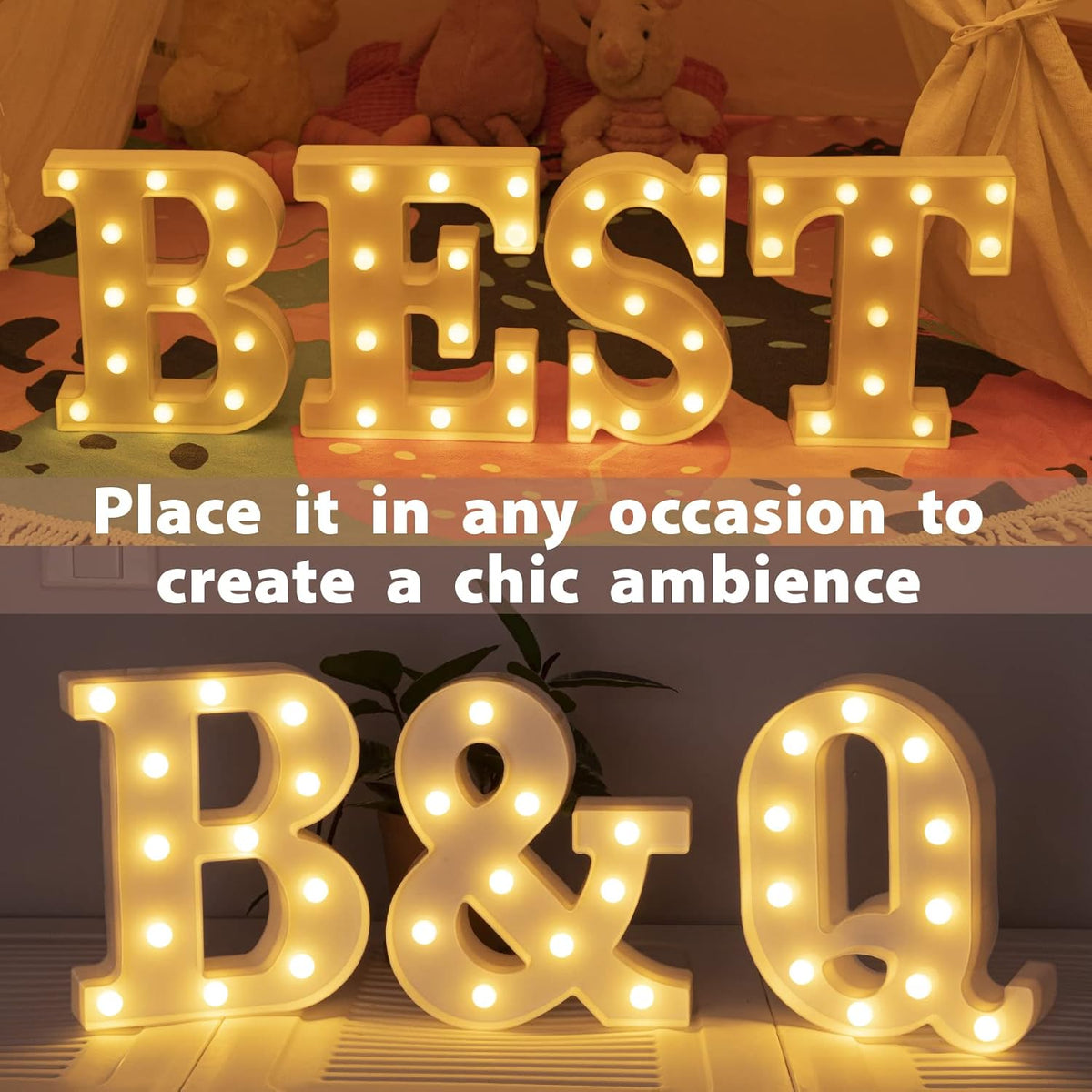LED Marquee Letters Lights Sign-B, HXWEIYE Led Letters Lights 26 Alphabet, Light Up Number 0-9