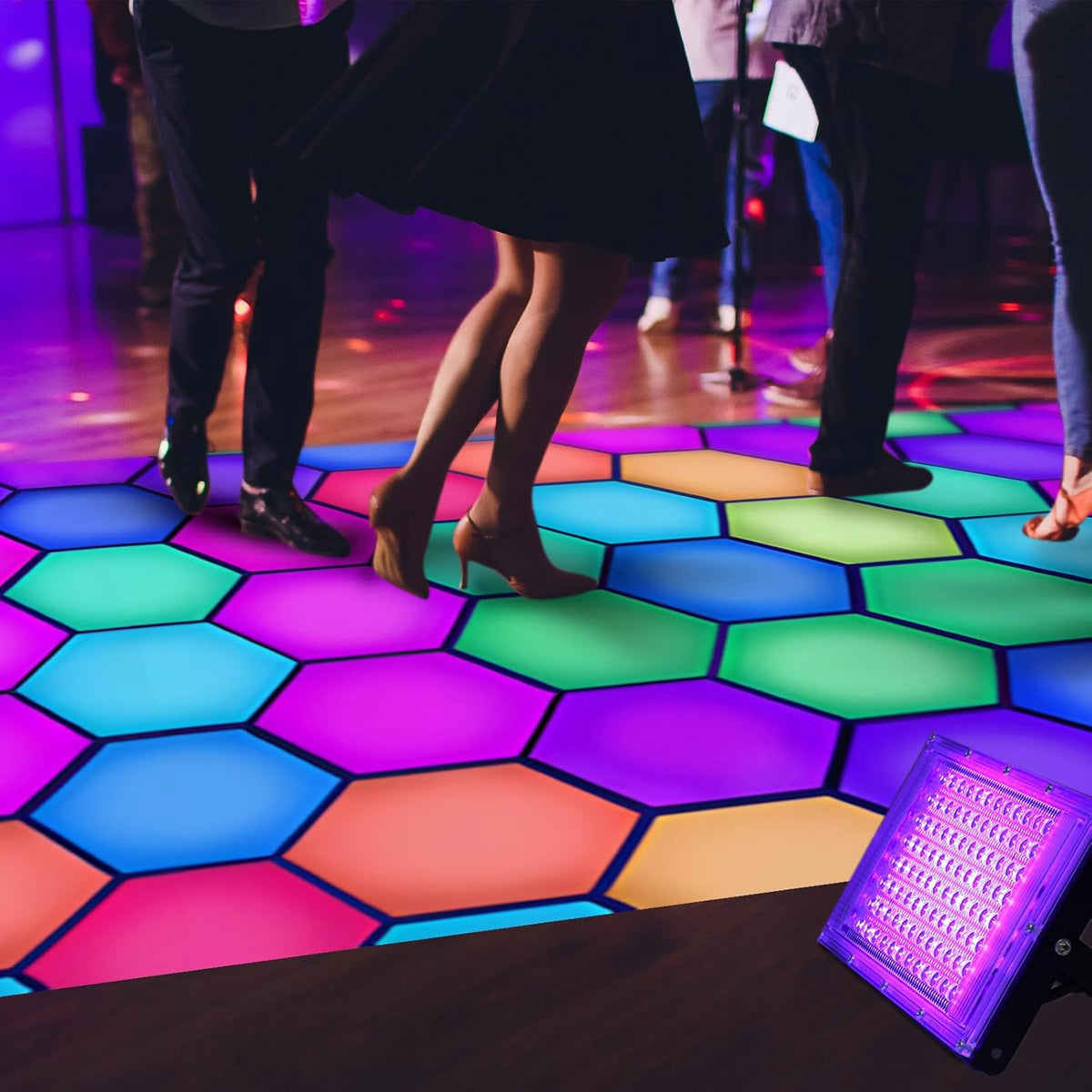 Haull 118 x 39 Inch Neon Light up Dance Floor Glow in The Dark Runner UV Reactive Blacklight Floor