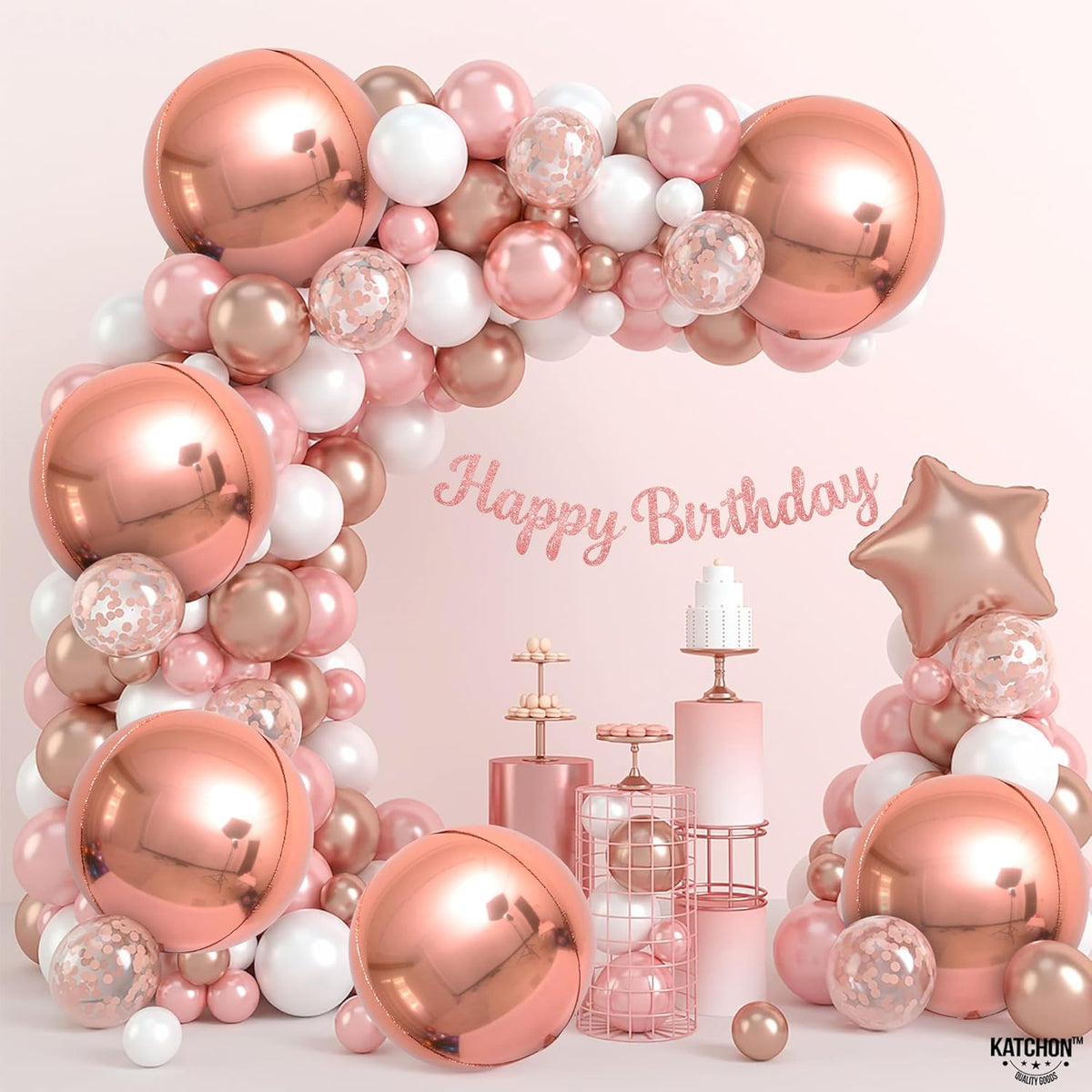 KatchOn, Giant Rose Gold Balloons - 22 Inch, Pack of 6 | Rose Gold Foil Balloons for Bridal Shower