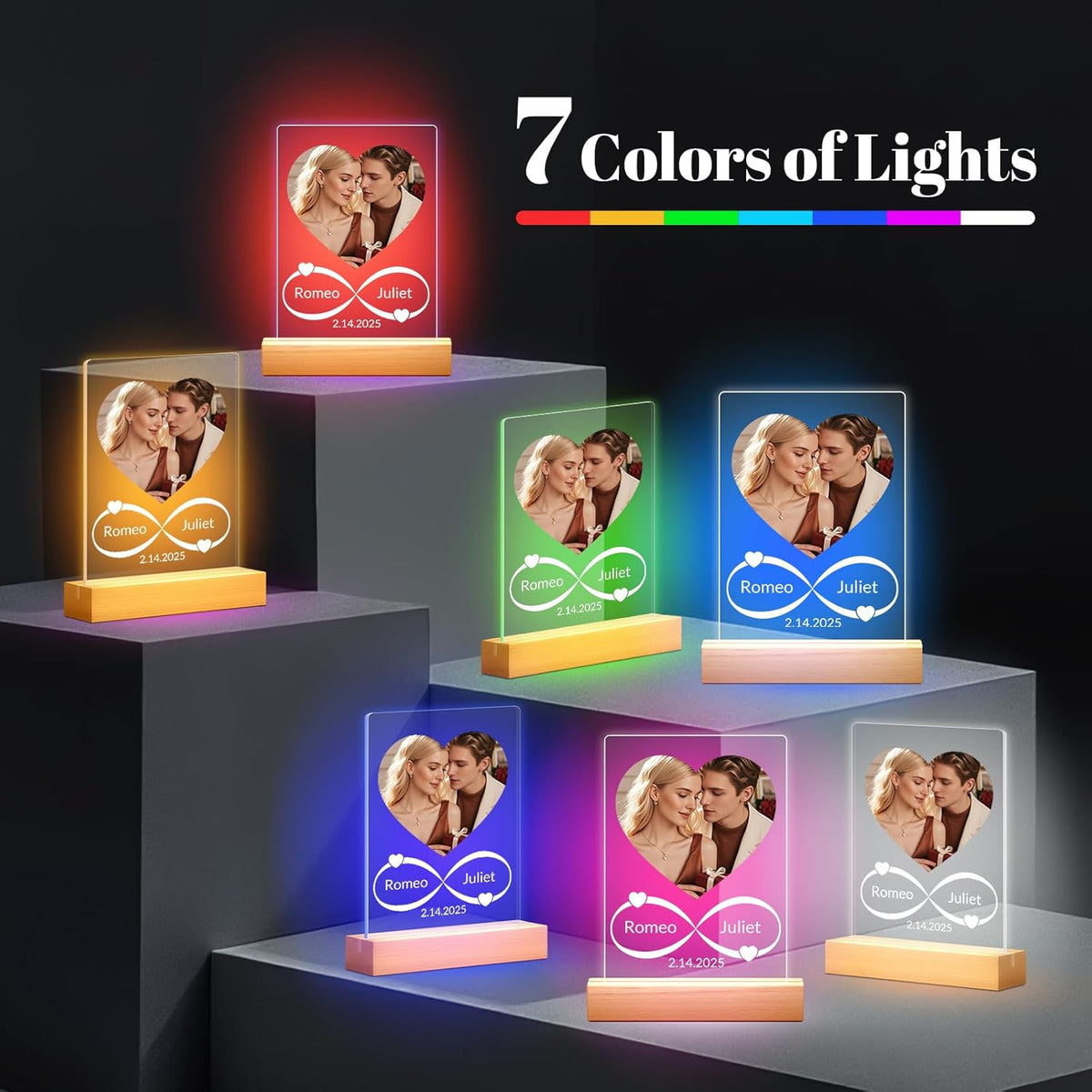 Custom Picture Frames with Photo, Personalized Photo Frame with Night Light, Customized Picture