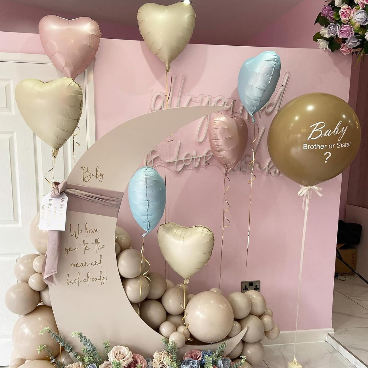 Pink White Heart Balloons,10Pcs Cream Baby Pink Foil Heart Shaped Balloons,18Inch Sand White Helium