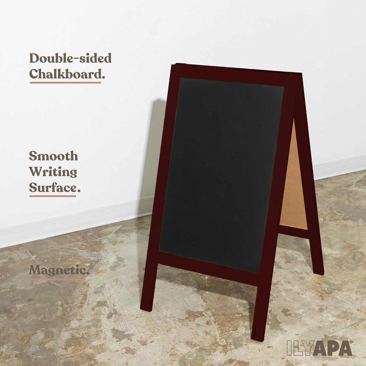 Ilyapa Wooden A-Frame Sign with Eraser & Chalk - 40 x 20 Inches Magnetic Sidewalk Chalkboard