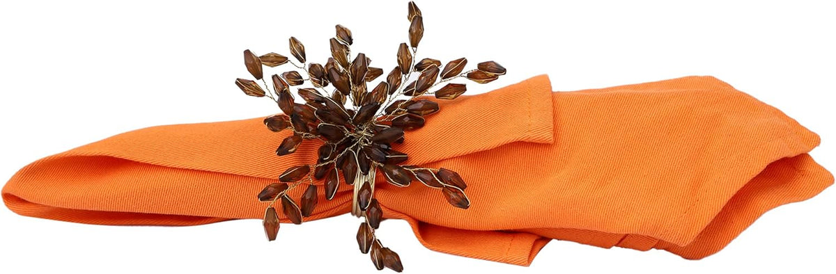 Napkin Rings Set of 6 for Dining Table Decoration Parties Everyday Metal Napkin Holder Leaf Coffee