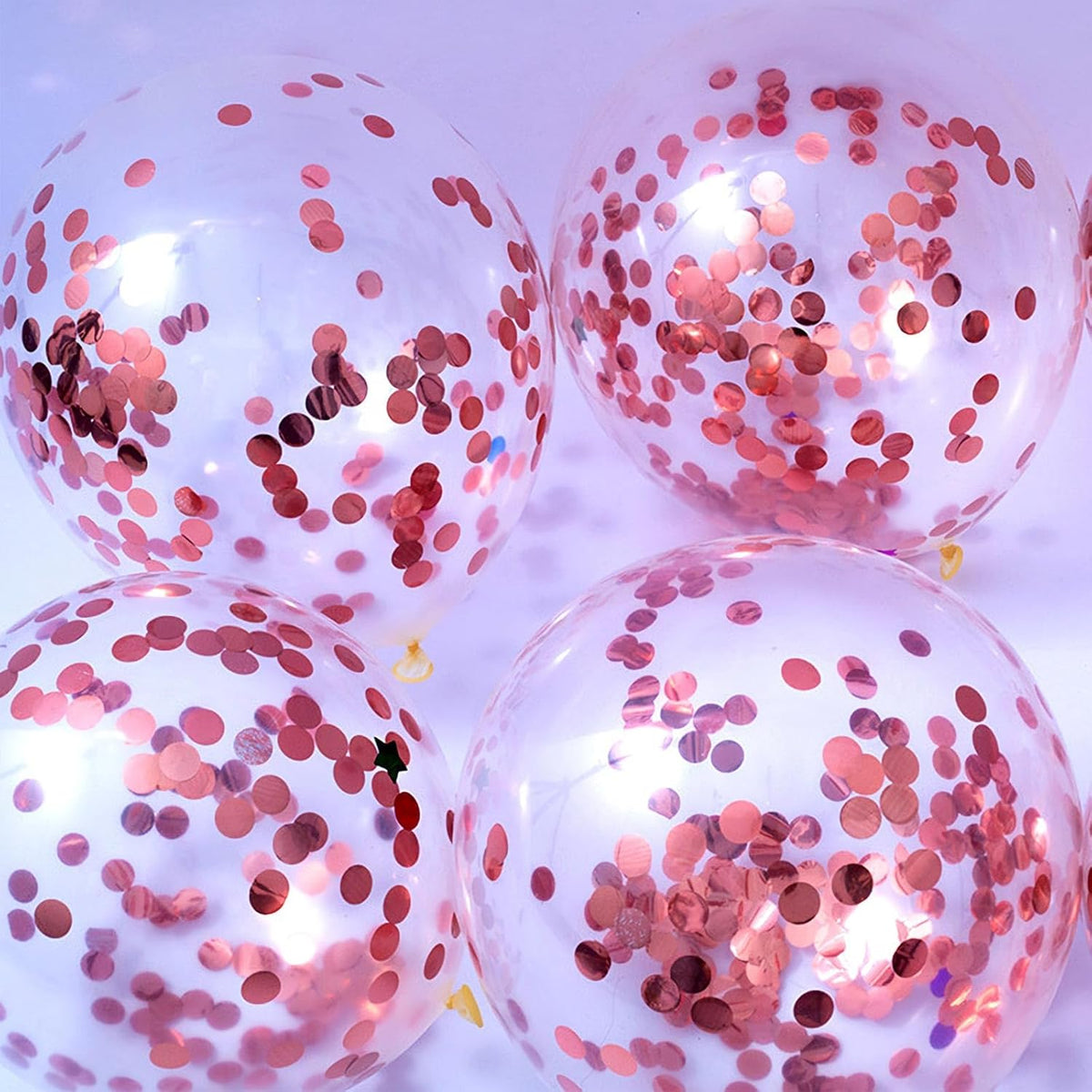 Rose Gold Confetti Balloons, 25 Pcs Thickened 12 Inch Clear Latex Balloon with Confetti Inside for