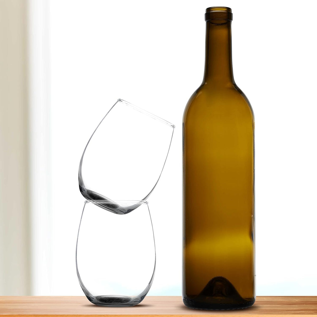 DISCOUNT PROMOS Stemless Wine Glass 9 oz. Set of 10, Bulk Pack - Great for Wedding Favors