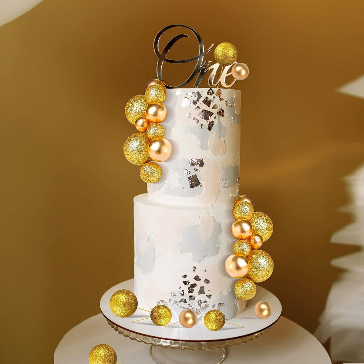 108 Pcs Balls Cake Topper DIY Cupcake Insert Foam Balloons for Cake Baking Wedding Anniversary