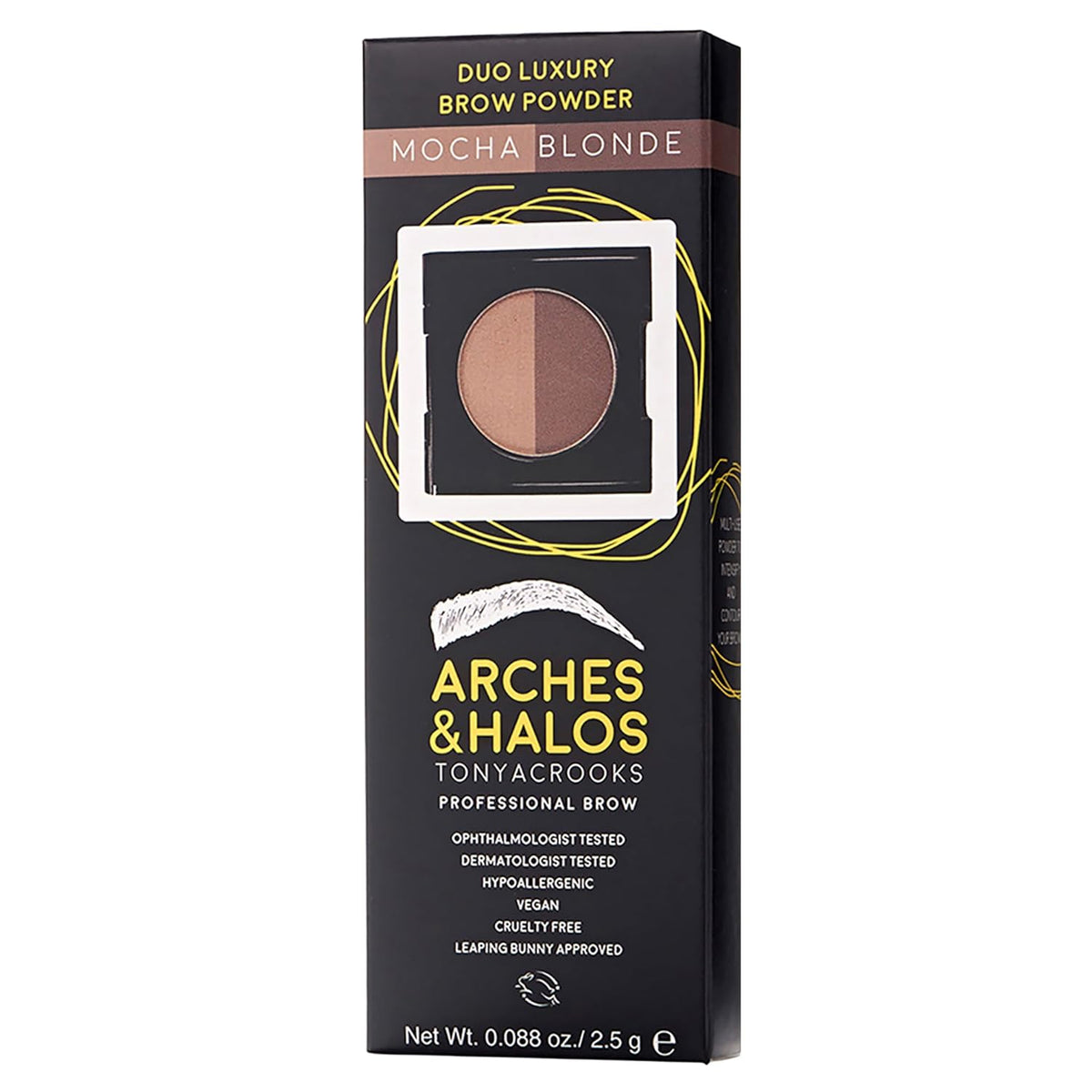 Arches and Halos Duo Luxury Brow Powder - Eyebrow Shaper and Color - Powder Compact with 2 Neutral