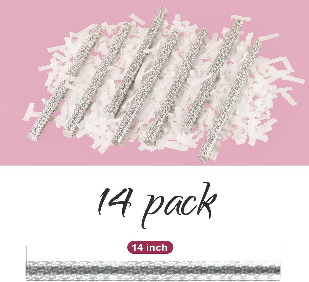 BATTIFE 14Pack White Confetti Wands Tissue Paper Confetti Flick Flutter Sticks for Wedding