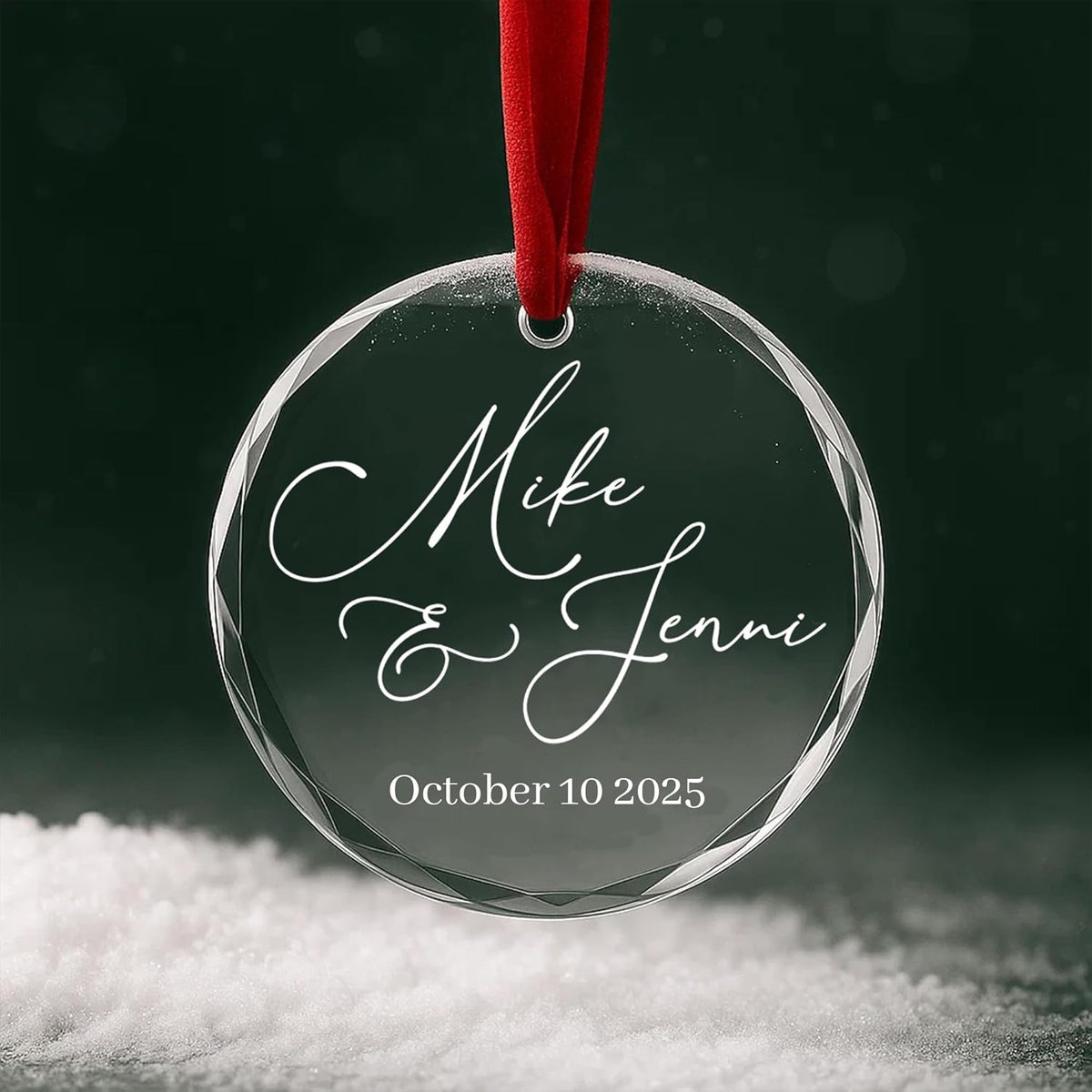 Personalized Glass Ornament 2025 for Married Couples with Name, Custom Wedding Keepsake Gift for