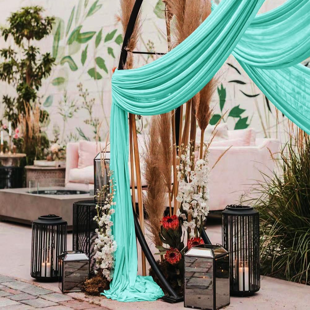 Wedding Arch Draping Fabric 1 Panel 30'' x 18FT Teal Sheer Chiffon Arch Drapery for Photo Booth