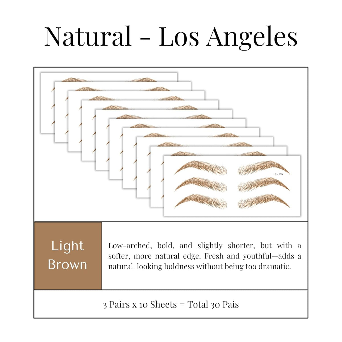 Bliss and Beyond USA Eyebrow Tattoo Stickers Waterproof – 30-Pair Deluxe Box | Realistic Hair-Like