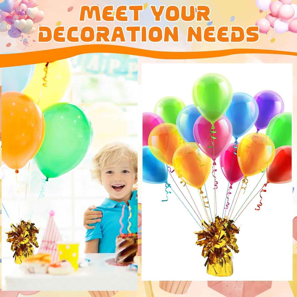 8 Pcs Gold Metallic Balloon Weights Holder Anchors Balloon Holder Weights for Helium Balloons