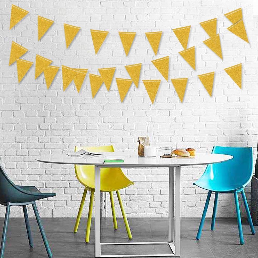 MerryNine Triangle Flag Bunting Banner, 3 Pack 30 Feet Vintage Style Pennant Banner for Wedding