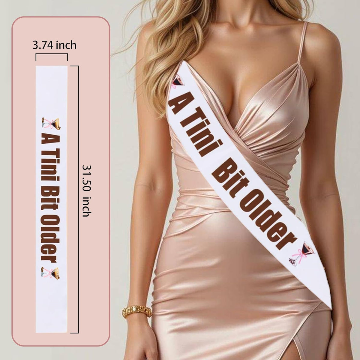 A Tini Bit Older Birthday Sash, Coffee Bean Cocktail Sash for Espresso Martini Bar Bday Party