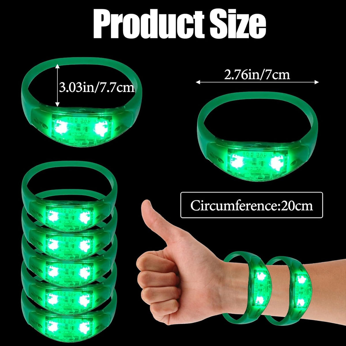 100 Pcs LED Bracelets Sound Activated with Flashing LED Strobe Music Control Light Up Bracelets for