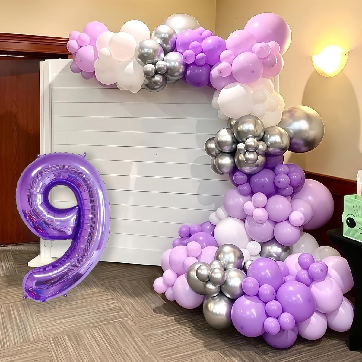 Purple 9 Balloon Number,40 Inch Number 9 Balloon Big Purple 9 Foil Mylar Helium Balloon for