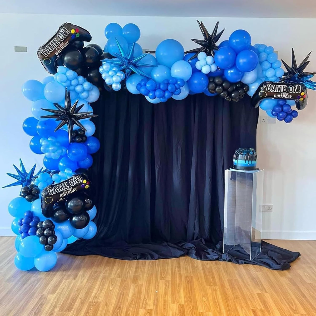 Blue Star Balloons 12pcs, 27/22 Inch Foil Star Explosion Balloons, Large Spike Mylar Cone Balloon