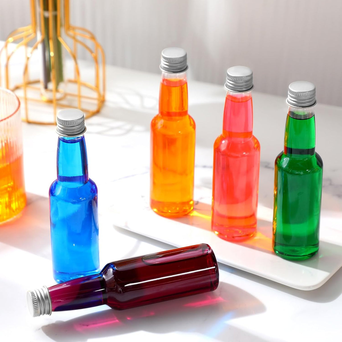 120 Pcs Mini Liquor Bottles Airtight Shot Miniature Empty Plastic Alcohol Spirit Shot Bottles with