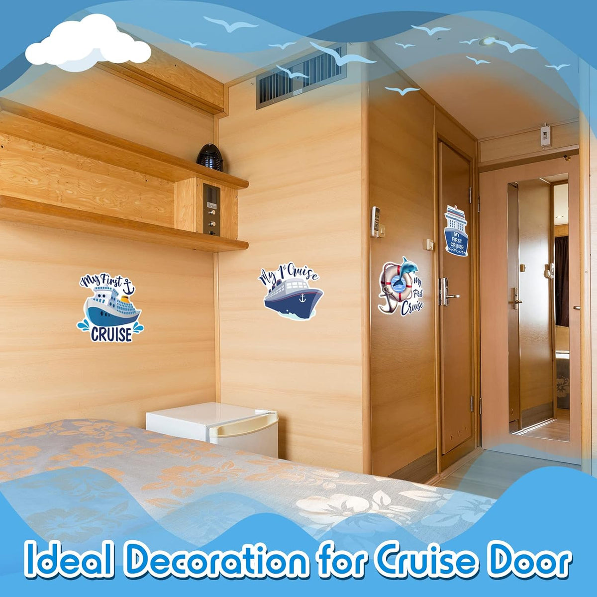 Hoteam 4 Pcs My First Cruise Door Decorations Magnetic Large My 1st Cruise Door Magnets Decor Funny