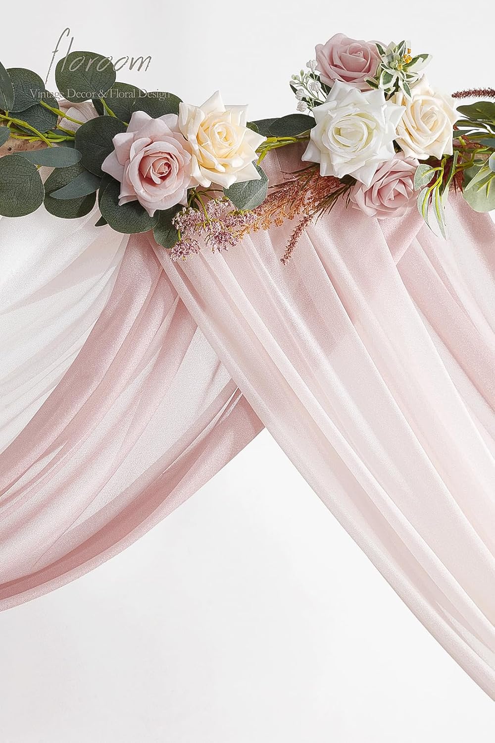 Floroom Wedding Arch Draping Fabric 3 Panels 20Ft Chiffon Fabric Drapes Arbor Drapery Wedding