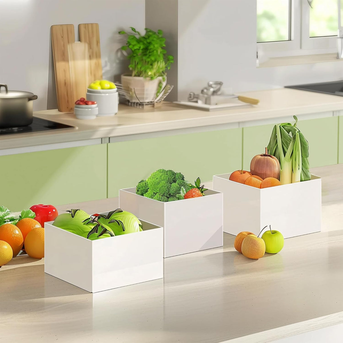 6Pcs Buffet Risers, Food Risers for Buffet Table, Acrylic Cube Display Risers with Hollow Bottom