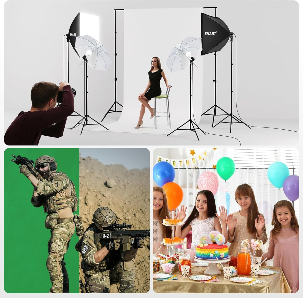 EMART 8.5 x 10 ft Backdrop Support System, Professional Photography Lighting Kit with 50W LED Bulb