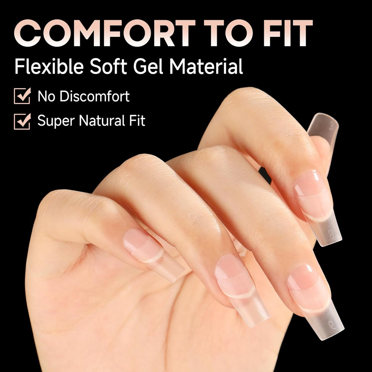 UNA GELLA Medium Square Gel Nail Tips 504pcs Full Matte Square Gel Tips Half Cover Clear False