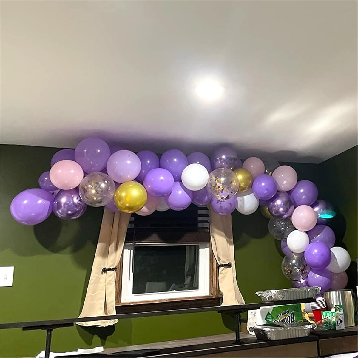 Pastel Pink and Purple Balloons, 12 Inch Light Purple Baby Pink Confetti Balloons with Metallic