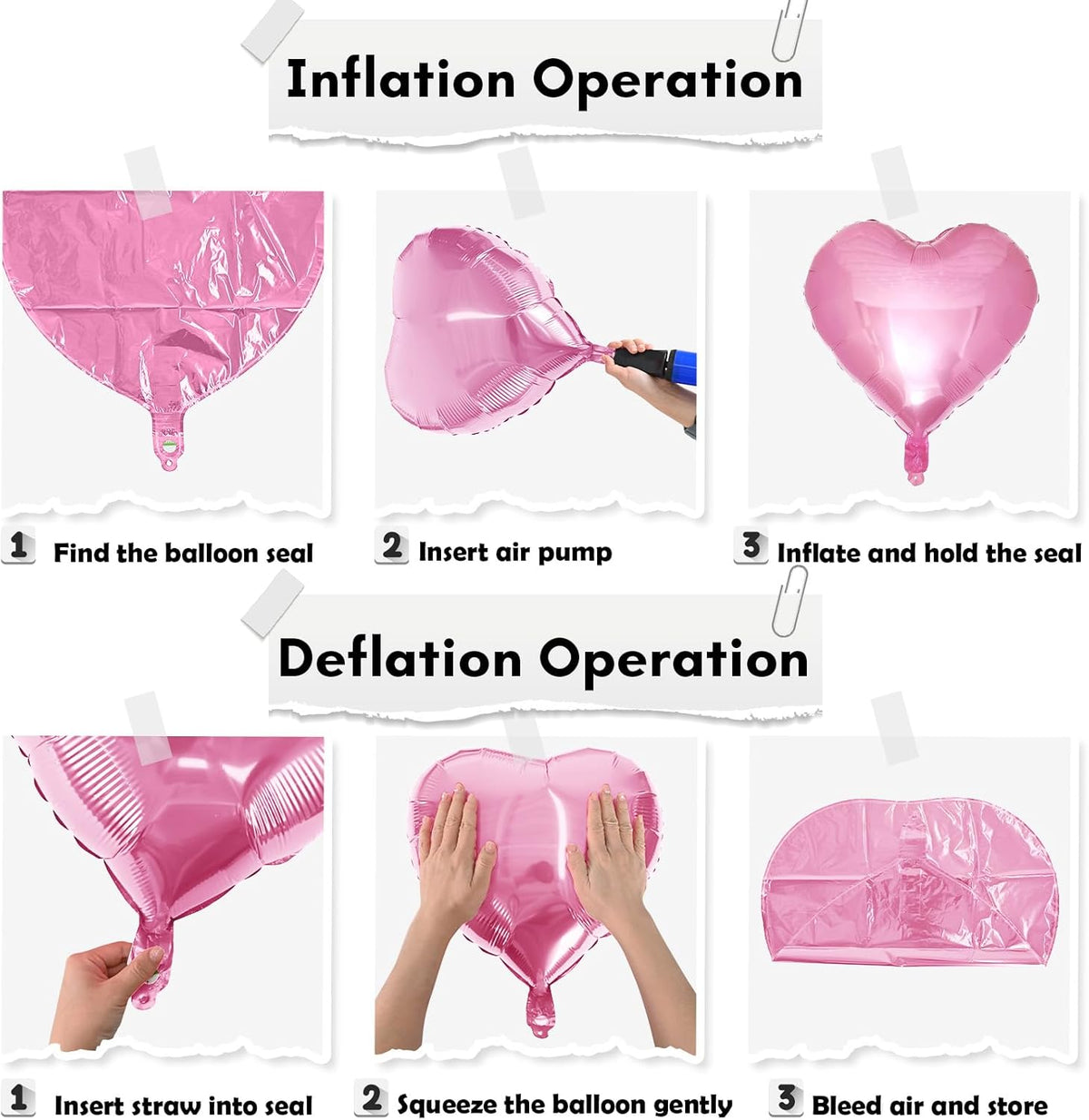 Pink Mixed Heart Balloons, 18 Inch 12 Pcs Hot Pink Foil Heart Shape Balloons, Light Candy Color