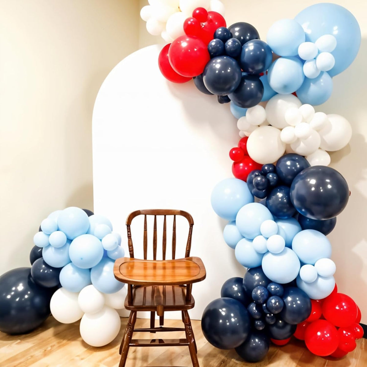 Baseball Balloons, 12 Inch Navy Blue Red White Light Dusty Blue Balloons with Baseball Gloves Ball