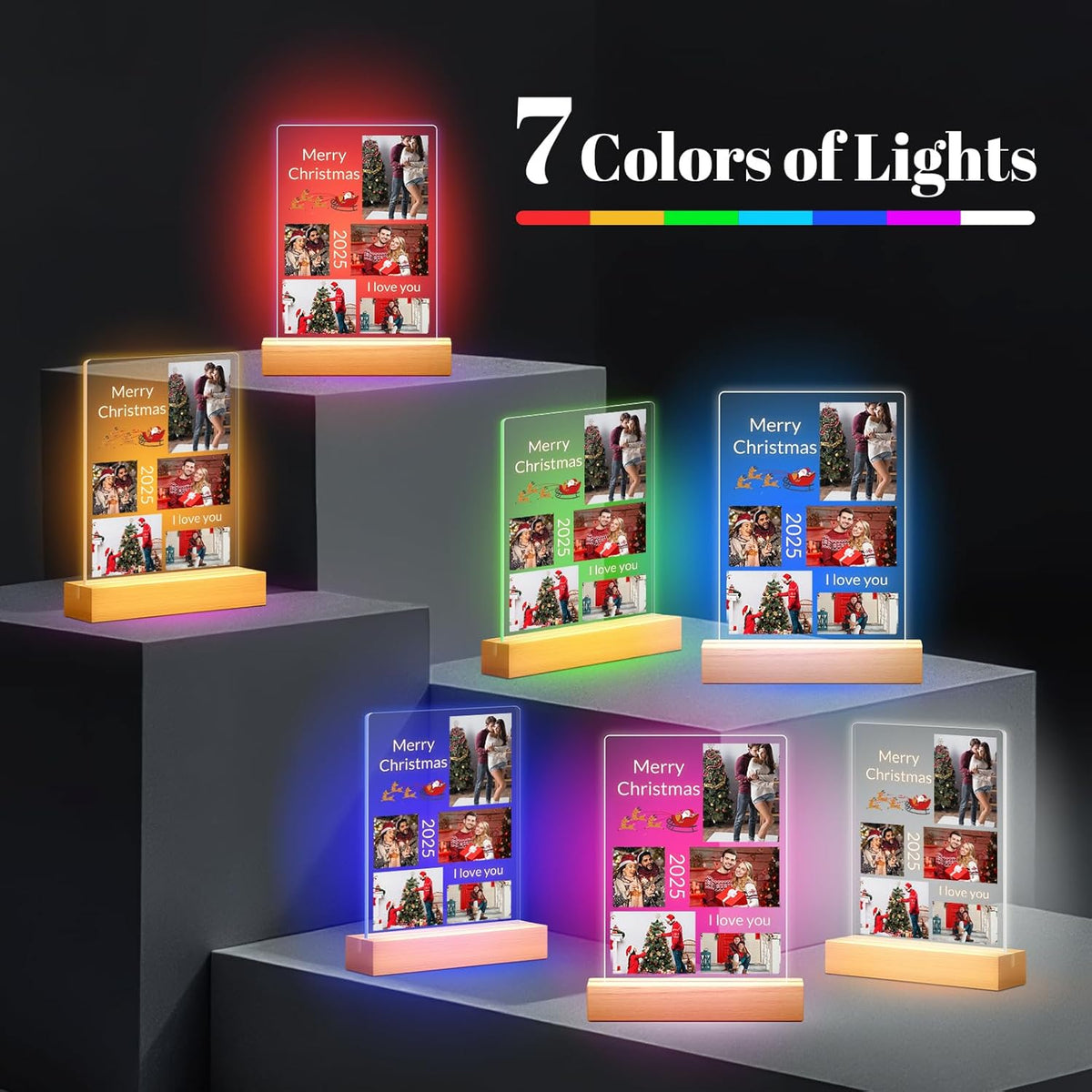 Custom Picture Frames with Photo, Personalized Photo Frame with Night Light, Customized Picture