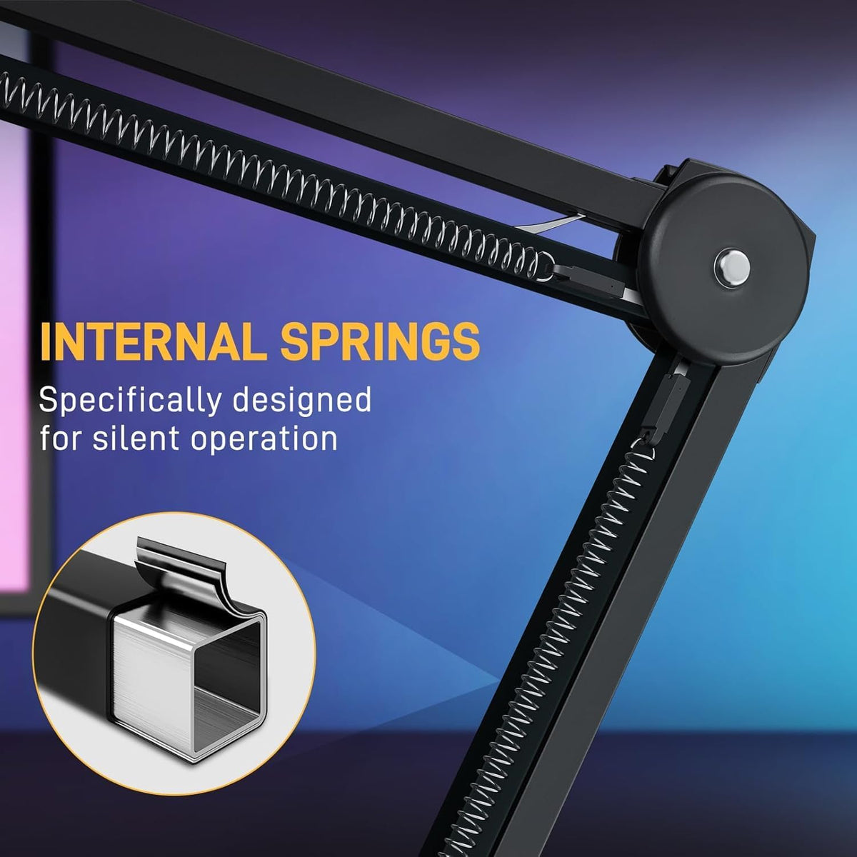 MAONO Microphone Boom Arm: Heavy Duty Adjustable Metal Suspension mic stand with Upgraded Desk