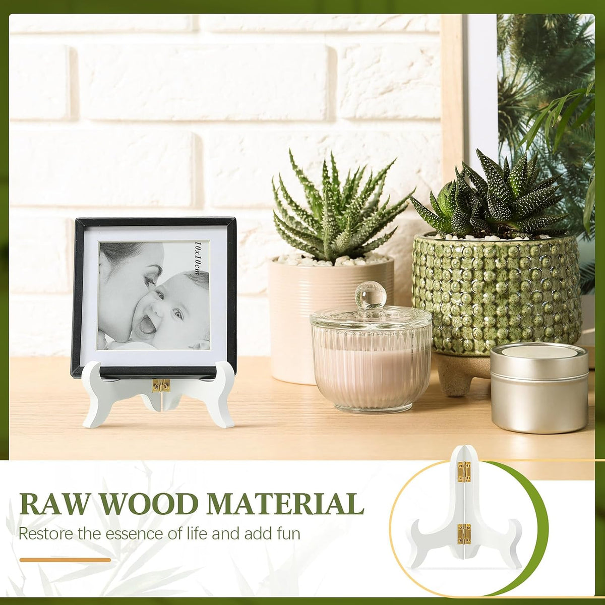 Tatuo 4 Packs Wooden Display Stand Decorative Plate Stands for Display Picture Frame Holder