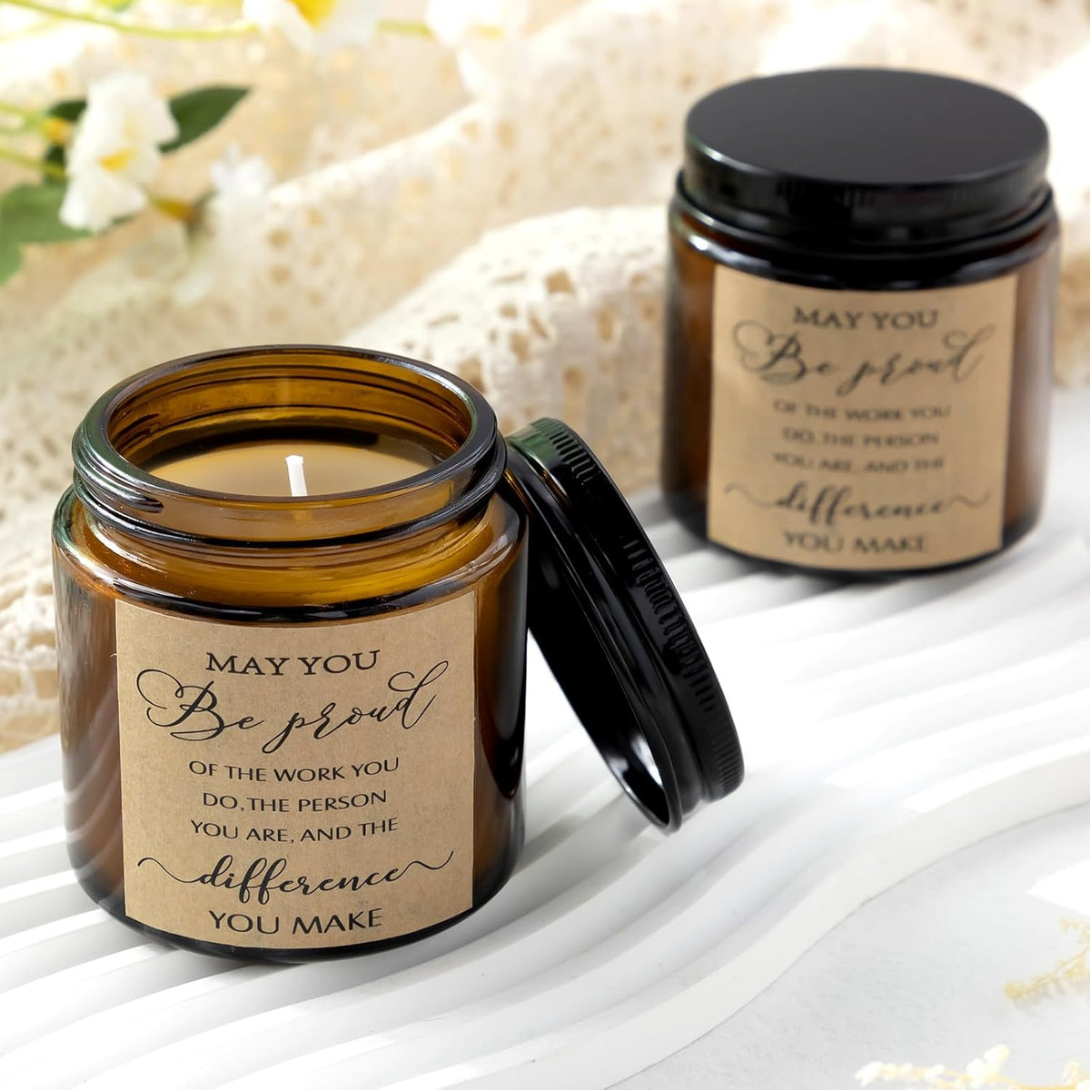 MTLEE 20 Pcs Thank You Gifts Candles 3.5 oz Employee Appreciation Inspirational Scented Soy Wax