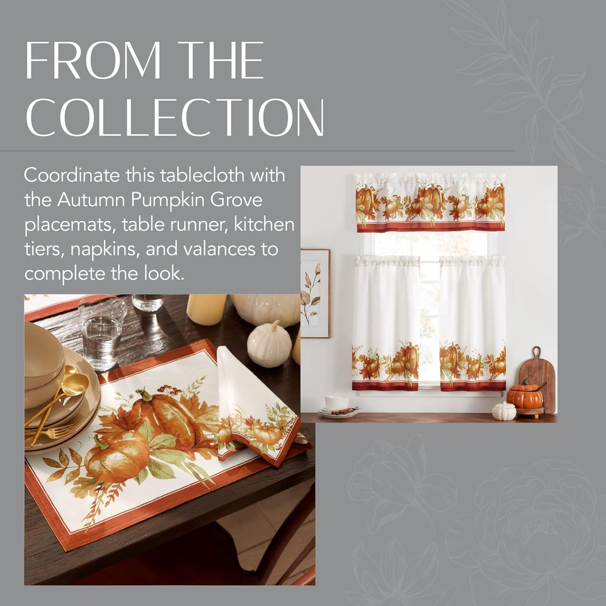 Elrene Home Fashions Autumn Pumpkin Grove Wrinkle Resistant Tablecloth, 60"x102" Rectangle, Multi