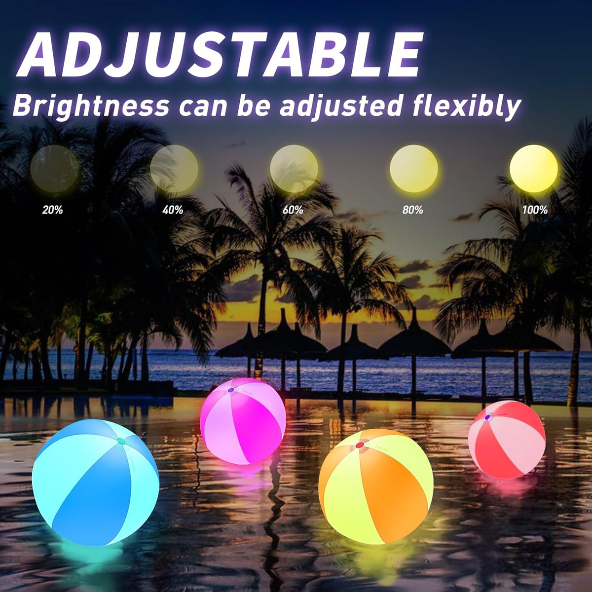 Spardar LED Beach Balls, 4 Pack 16 Inch Light up Beach Balls with Remote Control, Balloon Pump, 16