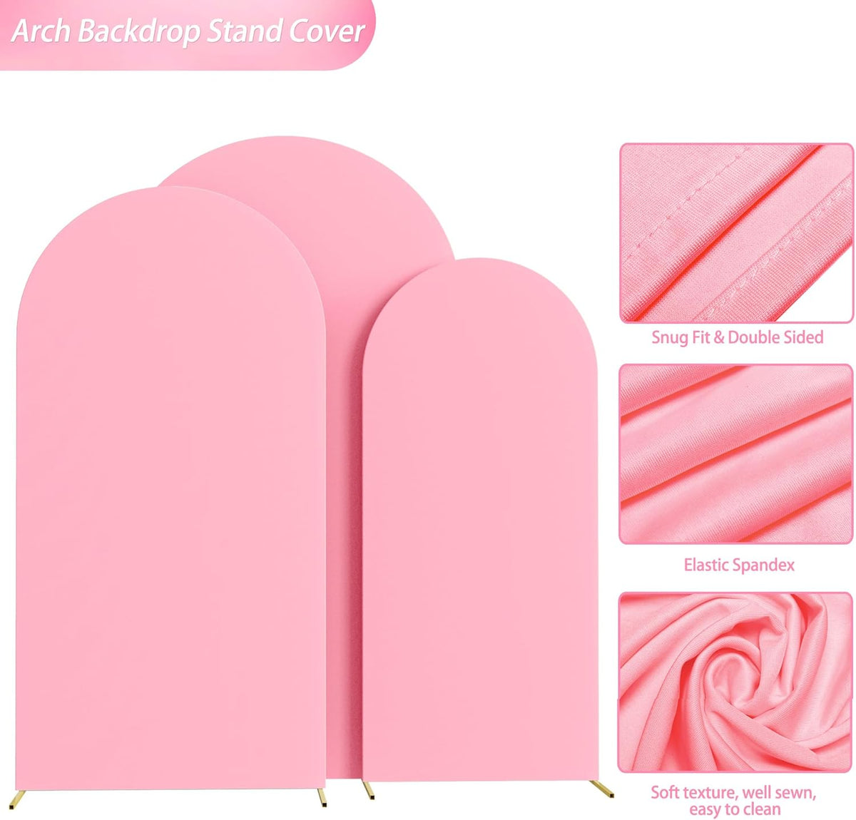 Wokceer Wedding Arch Cover (7.2FT, 6.6FT, 6FT) Set of 3 Spandex Fitted Wedding Arch Stand Covers