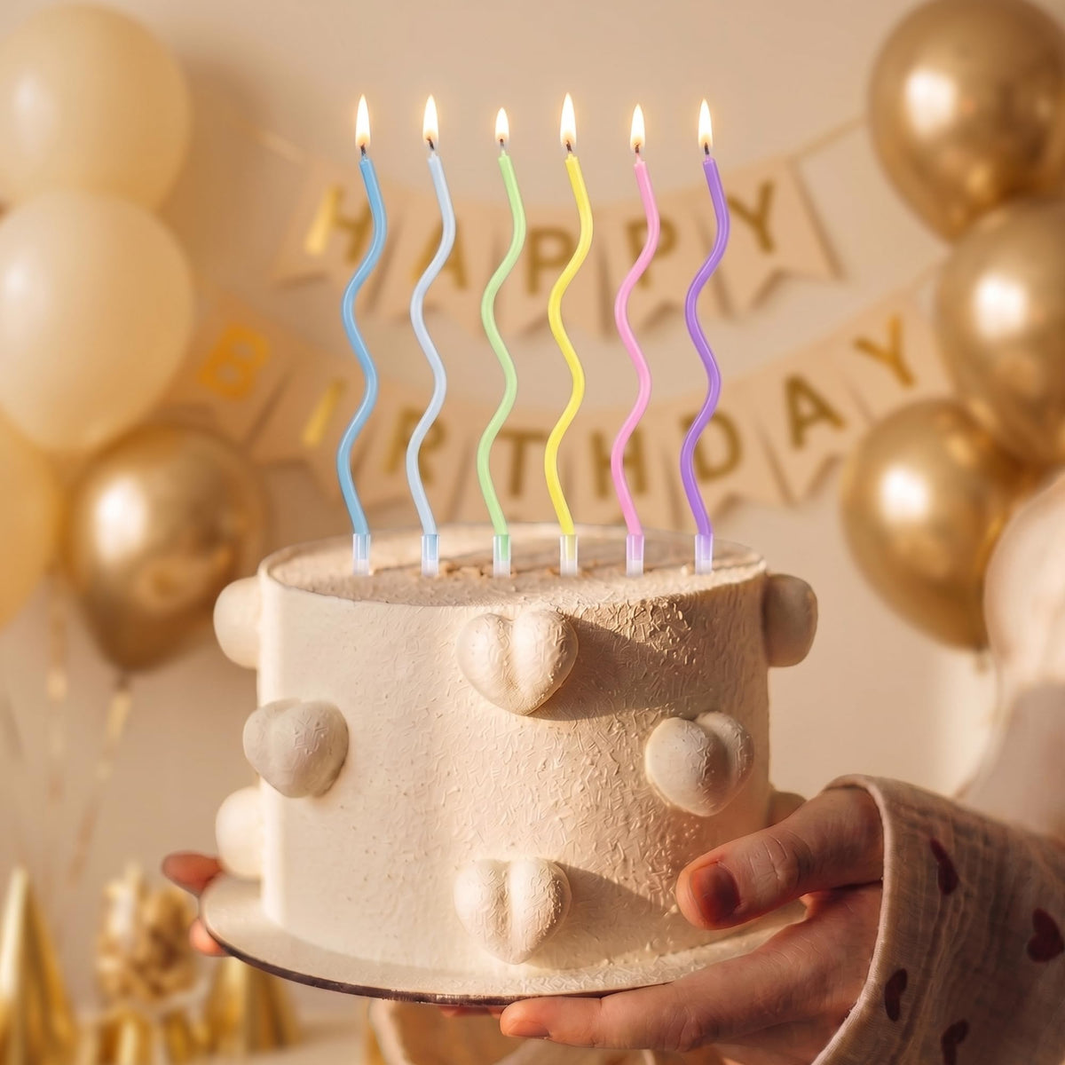 PHD CAKE 24-Count Colorful Pastel Spiral Long Thin Birthday Candles, Cake Candles, Birthday