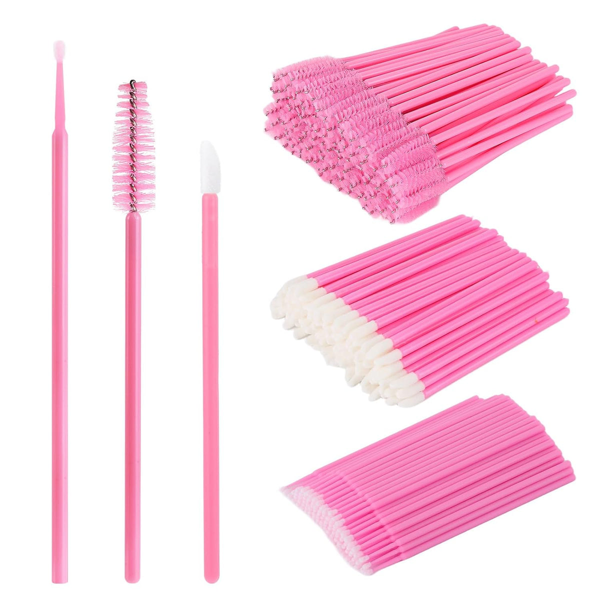 300 Pcs Spoolies Mascara Wands and Lip Brushes and Micro Swabs Applicator Disposable Eyelash