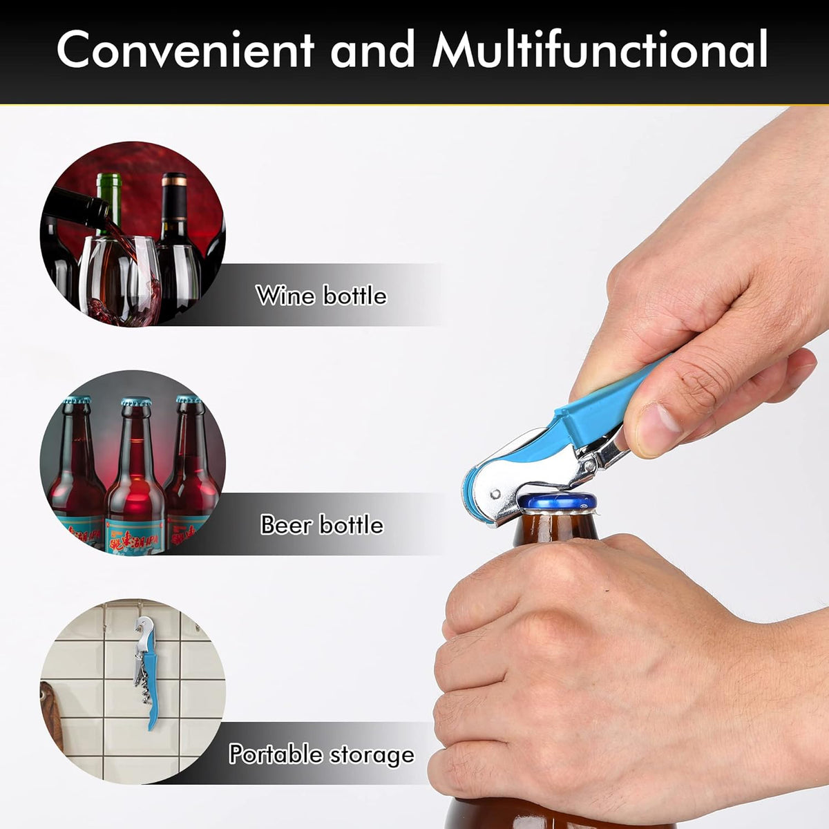 Professional Waiter Corkscrew Wine Openers Set, Heavy Duty Stainless Steel Hinges Wine Key for