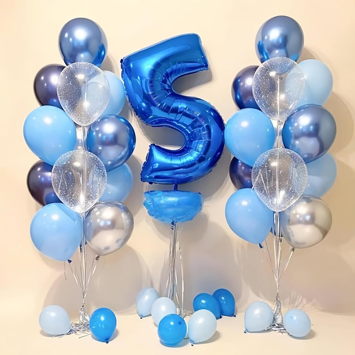 40'' Blue Number 1 Balloons, Giant Self Inflating Foil Number Balloons Set 0-9, Large Digital 1