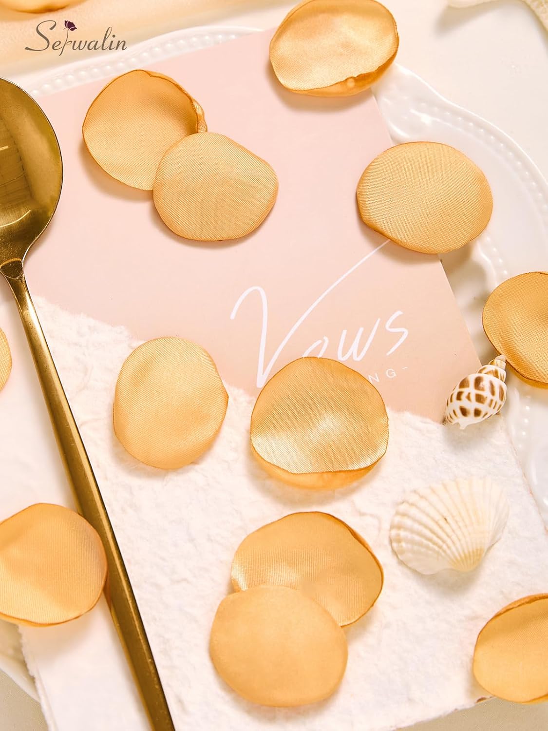 Serwalin 300Pcs Silk Rose Petals Fake Flower Petals Champagne Gold Artificial Rose Petals for