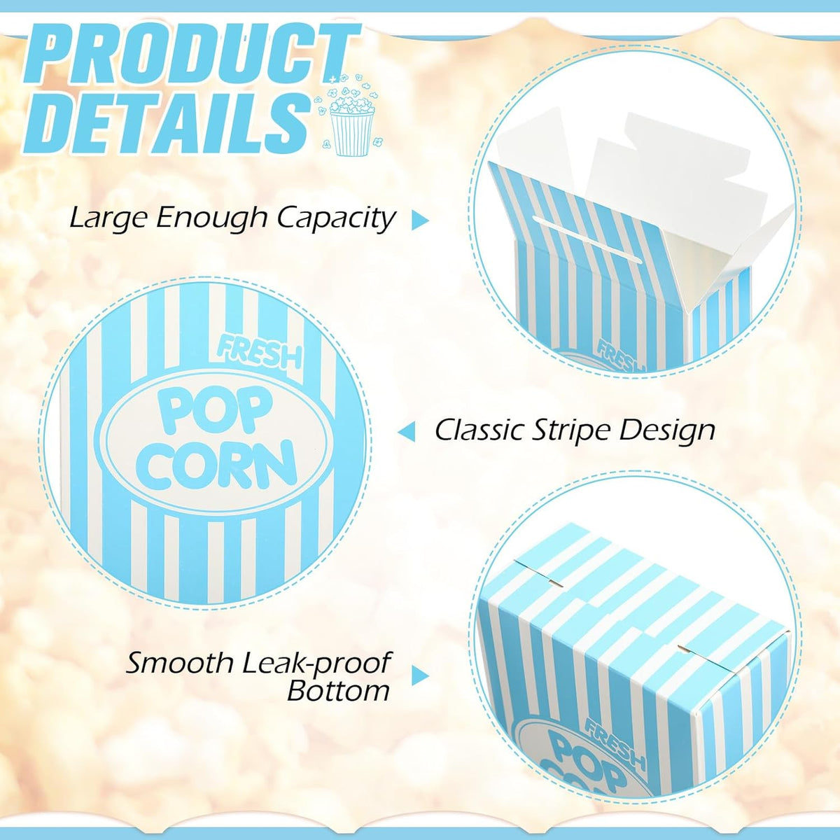 Xinnun 200 Pcs Paper Popcorn Boxes 1 oz Close Top Oil Proof Disposable Popcorn Container 6 x 4 x 2